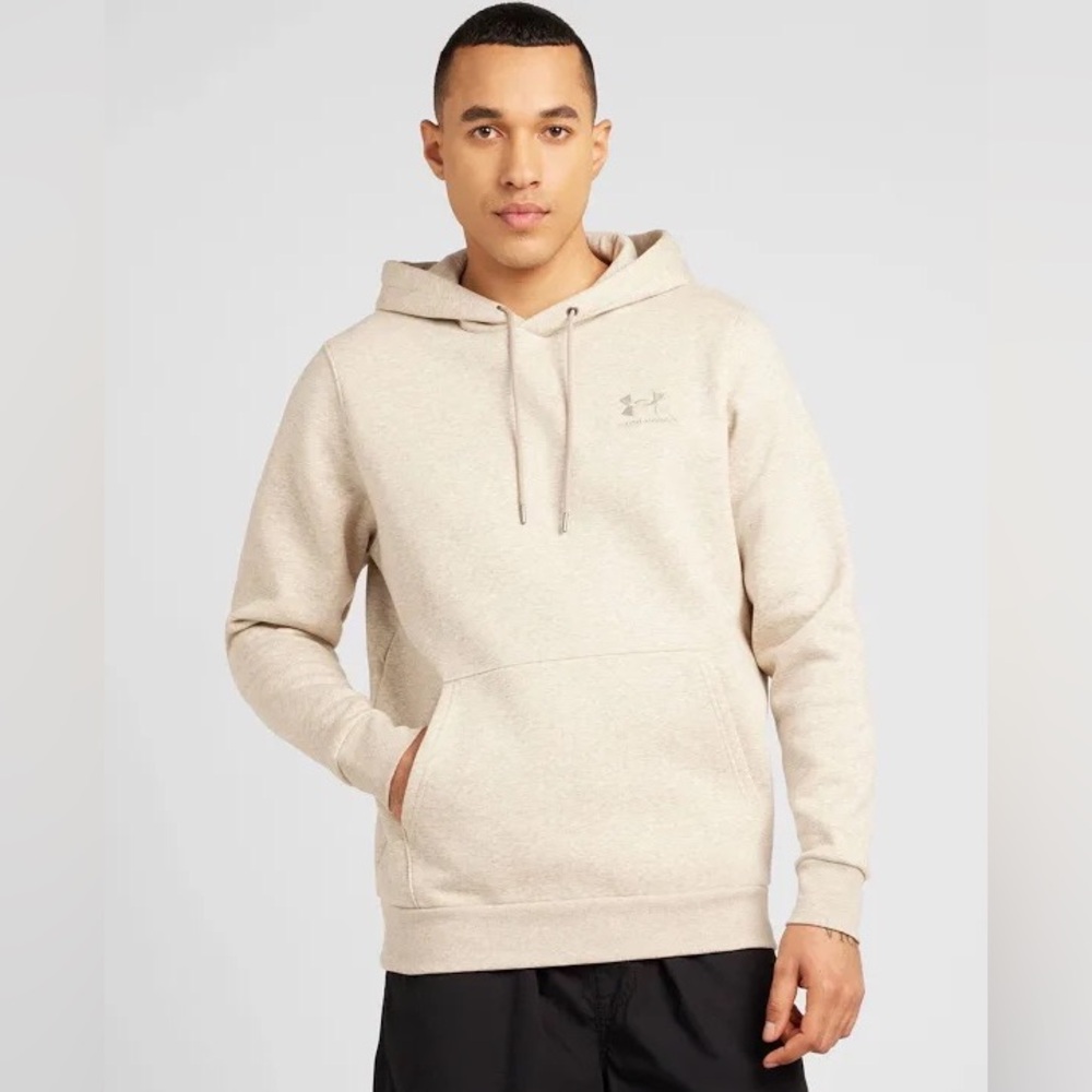 Under Armour Fleece Hoodie Cream Beige Pullover Sweatshirt Men’s Large NWT